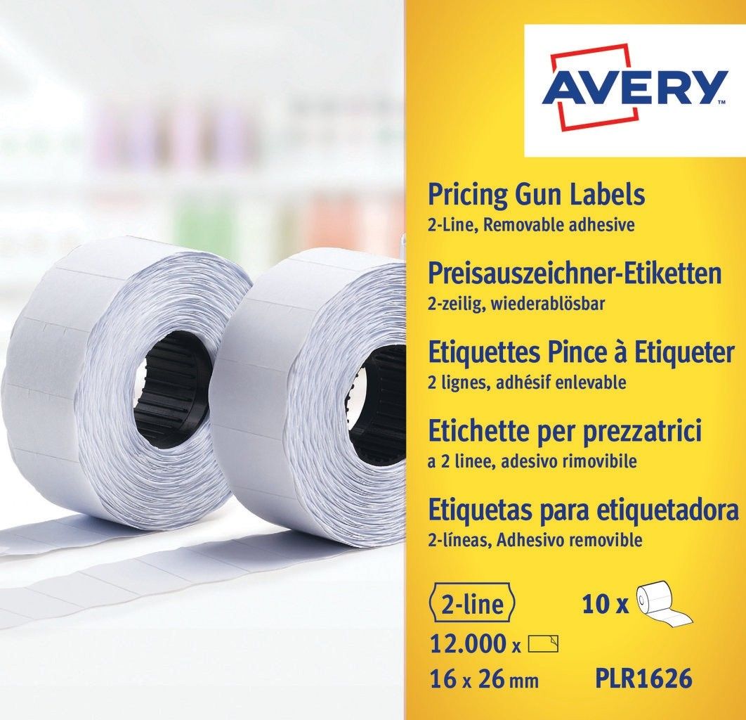 Avery PLR1626 Price Tag Labels - Removable - White - 26 x 16 mm - 12000 Labels