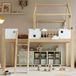 Mobliva Lit Mezzanine Enfant Avec Barrière De Sécurité Et Protection Antichute, Toit Au Design Unique, Échelle Inclinée À Trois Marches, Structure En Pin, Mdf Et Contreplaqué, Blanc Et Naturel, 90 X 200 cm