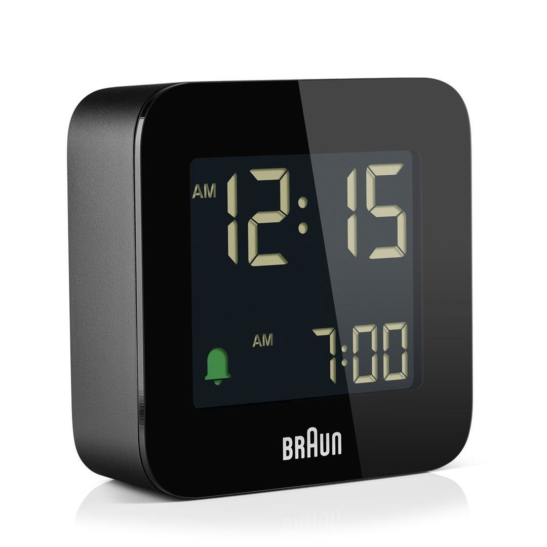 Braun BC08 Digital Alarm Clock - Black - Square - 12/24H - Snooze - LCD