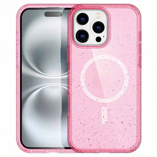 imoshion Sparkle Backcover geschikt voor MagSafe - Glitter Roze - Apple iPhone 16 Pro