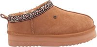 Warmbat Kynuna Plateau Tape Pantoffels Dames Bruin Suède Wol Maat 40