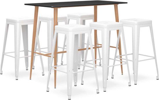 vidaXL 7-delige Barset Zwart en Wit