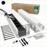 UNITURE® Set van 2 kabelgoot, bureau, DEKRA gecertificeerd, nette kabelbeheer, kabelhouder bureau met eenvoudige montage, 2 x 40 cm, kabelgeleiding voor kantoor, thuiskantoor, wit
