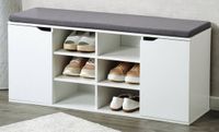 Kesper Schoenenkast met zitje, wit, MDF, 12 paar schoenen