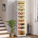Merkloos Foldable Storage Box, Installation Free, Transparent Plastic Shoe Organizer with Lids - Large Size, 9 Layers Single Row