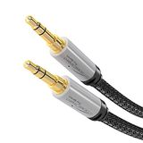KabelDirekt aux kabel, 0,5m, kort, 3,5 mm, audiokabel, ontworpen in Duitsland (aux kabel, stereo audiokabel, aux kabel voor auto/iPhone/laptop, gevlochten nylon, jack naar jack, zwart)