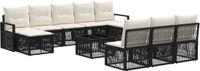 vidaXL Tuinbank - Set - 11-stuks - Zwart - Polyrattan
