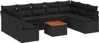 vidaXL Tuinbank Set Zwart Polyrattan 4 zitplekken