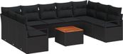 vidaXL Tuinbank Set Zwart Polyrattan 4 zitplekken
