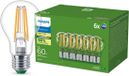Philips LED Philips UltraEfficient LED lamp Transparant - 60W - E27 fitting - Warmwit licht; 2700K - Ultra Efficiënt: Energielabel A - 6-pack