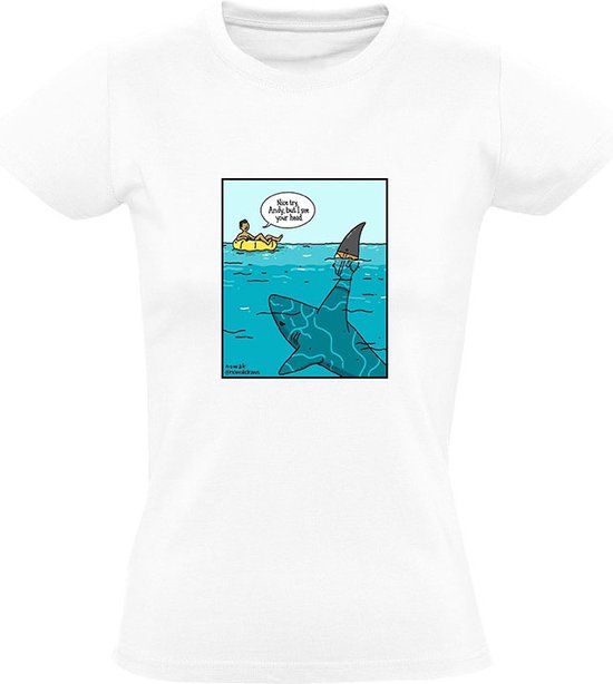 Sol's Haai houd zwemmer voor de gek Dames T-shirt XXL - Wit