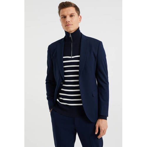 WE Fashion slim fit blazer van gerecycled polyester royal navy