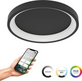 EGLO connect.z Loretello-Z Smart Plafondlamp - LED - Ø 35 cm - Zwart/Wit - Instelbaar RGB & wit licht - Dimbaar - Zigbee