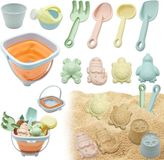Merkloos Jouets de sable 11 pièces - Seau pliable - Jouets de plage en silicone - Multicolore