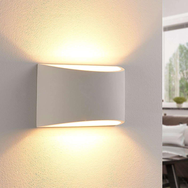 Lindby Landelijke halfronde wandlamp gips incl. LED - Heiko