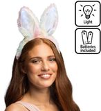Boland LED diadeem Bunny Pastel, Wit