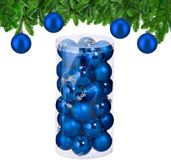 Merkloos / Sans marque Relaxdays Kerstballen - set van 30 - plastic - Ø 6 cm - onbreekbaar - blauw