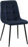 CLP Eetkamerstoel Tilde - Gestoffeerd - Metalen Onderstel - Fluweel/blauw
