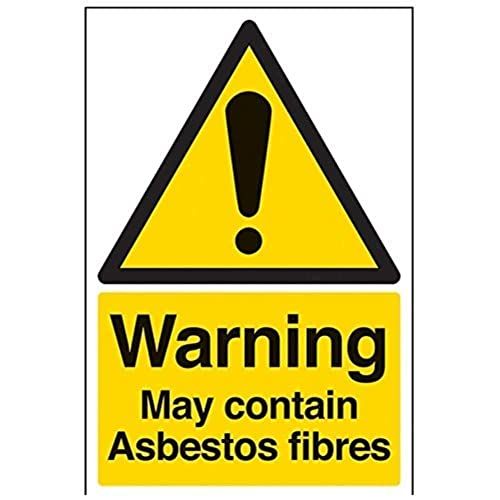 VSafety Warning AsbestFibres waarschuwingsbord - 200mm x 300mm - Zelfklevende Vinyl