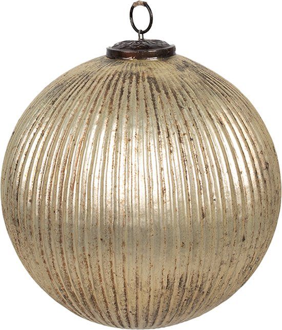 Clayre & Eef Kerstbal Ø 20 cm Goudkleurig Glas Rond - Metallic - 1 stuk(s)