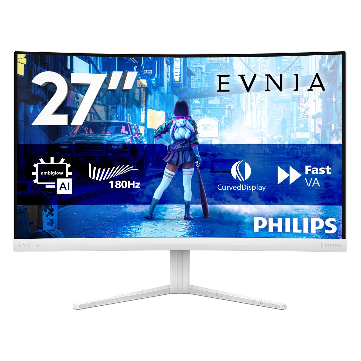 Philips Evnia 27M2C5201L/00 - 27" Full HD 180Hz Curved Gaming Monitor - White