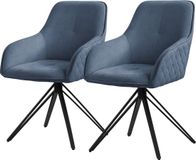 ML design Eetkamerstoel set van 2 draaibare stoelen blauw geweven stof
