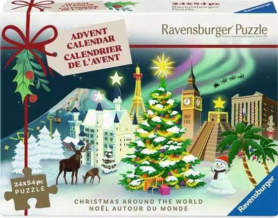 Ravensburger Christmas Around the World Adventskalender - 24 Mini Legpuzzels van 54 stukjes