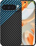 Techsuit Hoesje geschikt voor Google Pixel 9 Pro - Carbonite FiberShell Carbon Back Cover - Blauw/Zwart