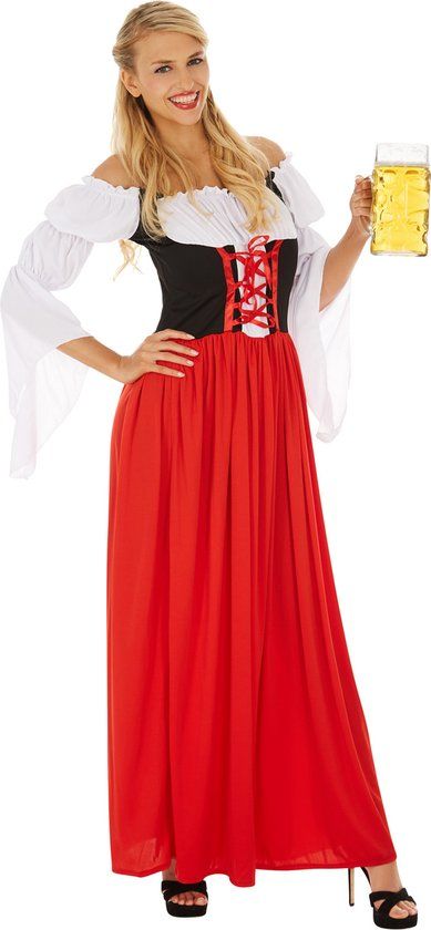 dressforfun - Dameskostuum feestelijke Dirndl Resi model 2 XL - Zwart / Rood - Volwassenen