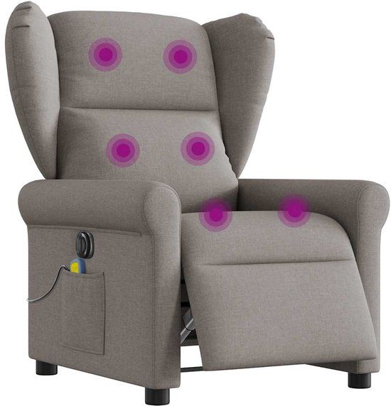 vidaXL Massagestoel elektrisch verstelbaar stof taupe