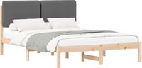 vidaXL Bedframe met gestoffeerd hoofdeinde, donkergrijs, 140 x 190 cm