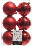 Decoris Kerstballen - 42x st - rood - D8 cm - kunststof - mat/glans - kerstversiering