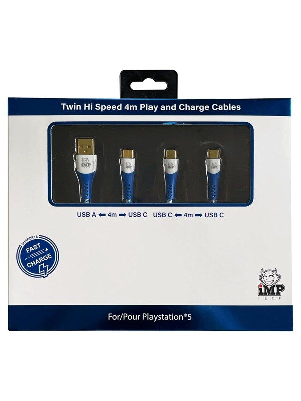 iMP Tech PS5 High Speed Play & Charge Cable - 2-pack - 4 meter
