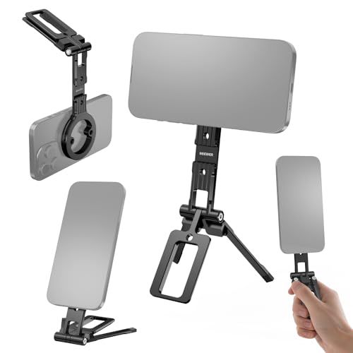 NEEWER Dubbele magnetische telefoon statief houder standaard, metalen mobiele telefoon mount grip met 1/4 inch draden, koude schoen & Arca type, compatibel met MagSafe iPhone Samsung Huawei Android
