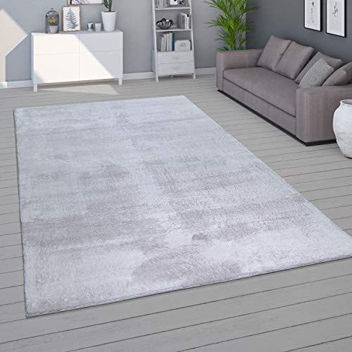 Paco Home Tapijt voor woonkamer Eenkleurig Wasbaar Zacht kortstondig pooltje - Grijs - 160x220 cm