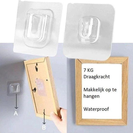 2x Zelfklevende Haken - Transparant - Ophangsysteem - Extra Stevig - Waterproof