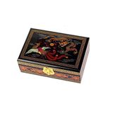 Lachineuse Sieradendoos met keizerlijk motief - opbergdoos van gelakt hout met feniks en draak - traditionele Aziatische decoratie - geschenkdoos voor dames - decoratief object - cadeau-idee - 21 x