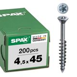 SPAX-M, SPAX SPAX-M, 4,5 x 45 mm, 200 stuks, Deeldraad, Verzonken kop, T-STAR plus T20, CUT-punt, WIROX
