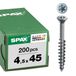 SPAX-M, SPAX SPAX-M, 4,5 x 45 mm, 200 stuks, Deeldraad, Verzonken kop, T-STAR plus T20, CUT-punt, WIROX