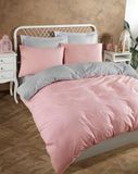 Nuit Des Rêves Double Quilt Cover Set (200 x 200 cm), 65% katoen/35% polyester, poeder en grijs, 2 kussenslopen (80 x 80 cm), machinewasbaar, elegant design