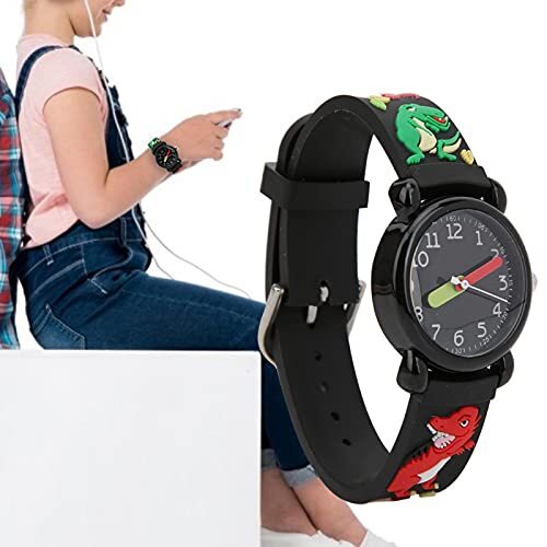 Kuuleyn Kinderen kijken, voor jongens 3D cartoon dinosaurus patroon waterdicht quartz uurwerk roestvrij stalen gesp acryl glas pvc baby meisjes elektrisch speelgoed horloge (dinosaurus)(dinosaurus)