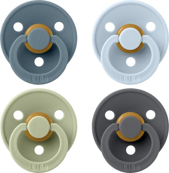 BIBS Fopspeen Colour 4 Pack Rond Maat 2 Petrol/Sage/Baby Blue/Iron