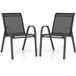 coast Lot de 2 chaises de terrasse empilables noires avec accoudoirs - 56x70x84 cm - Structure métallique et respirante