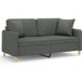 Canapé 2 places avec oreillers gris foncé 140 cm tissu