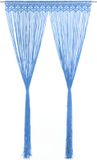 vidaXL Macramé Gordijn - 140x240 cm - Katoen - Blauw