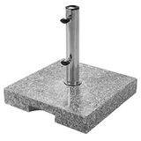 Doppler Granieten sokkel 25 kg - hoogwaardige parasolstandaard met roestvrijstalen buis - vierkant - 37cmx38cmx5.5 cm, Grijs