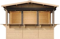 Timbela M150BZ - Houten marktkraam - 6 m² - 263x336xH232 cm - met 5 afsluitbare rolluiken