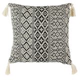 HOME DECO FACTORY Etnische pompons beige 40 x 40 cm decoratieve stof interieur kussen katoen
