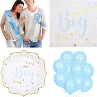 42-delige Genderreveal set It's a Boy - Babyshower - Blauw, Wit & Goud