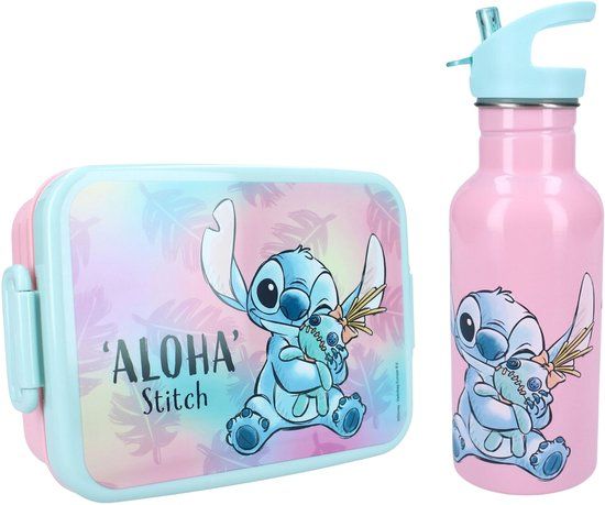 4KidsOnly Lilo & Stitch Lunchset - Lunchbox - Aluminium Drinkfles - Meerkleurig